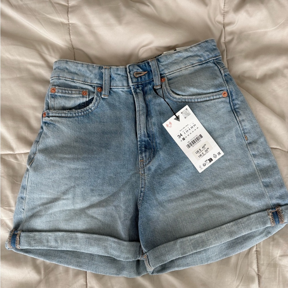 New Zara Classic Blue Denim Women's Shorts